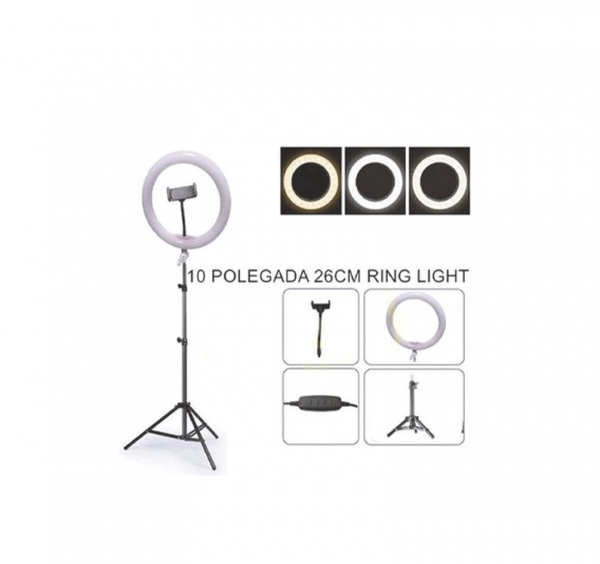 Ring Light com Tripé – 10” Polegadas